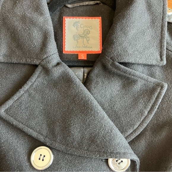 Circus By Sam Edelman Wool Blend Pea Coat Moto Zippers Black Size Small - Picture 9 of 15